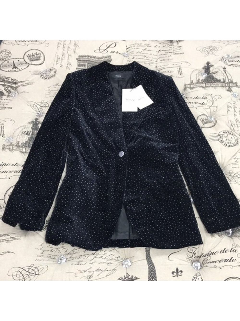 Theory Dotted Cinched Cotton Velveteen Blazer - Picture 5 of 10